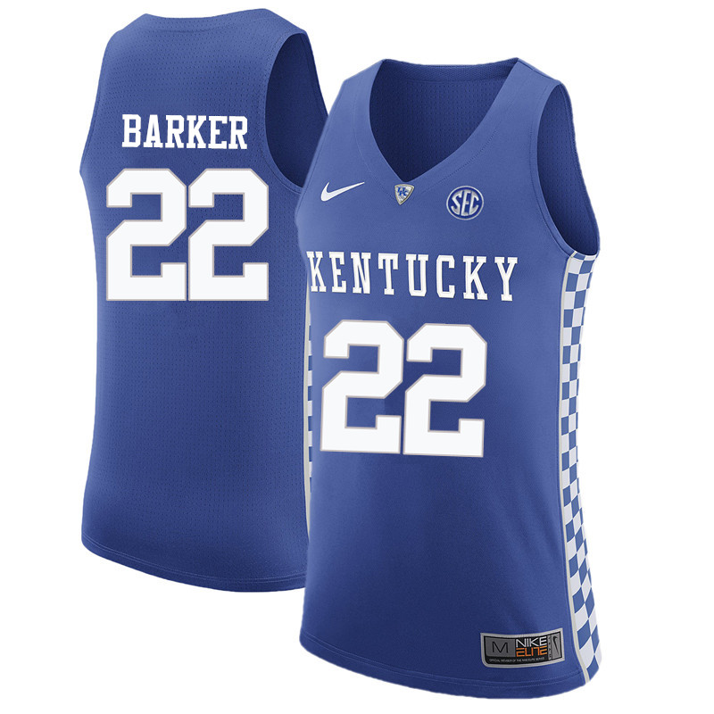 Men Kentucky Wildcats #22 Cliff Barker College Basketball Jerseys-Blue